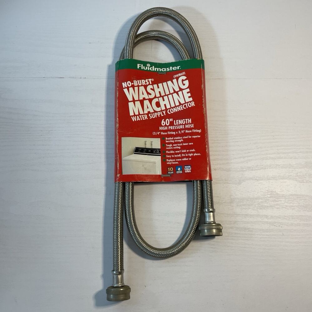 Vintage Fluidmaster 1999 Washing Machine Supply Line Hose Stainless Steel NOS